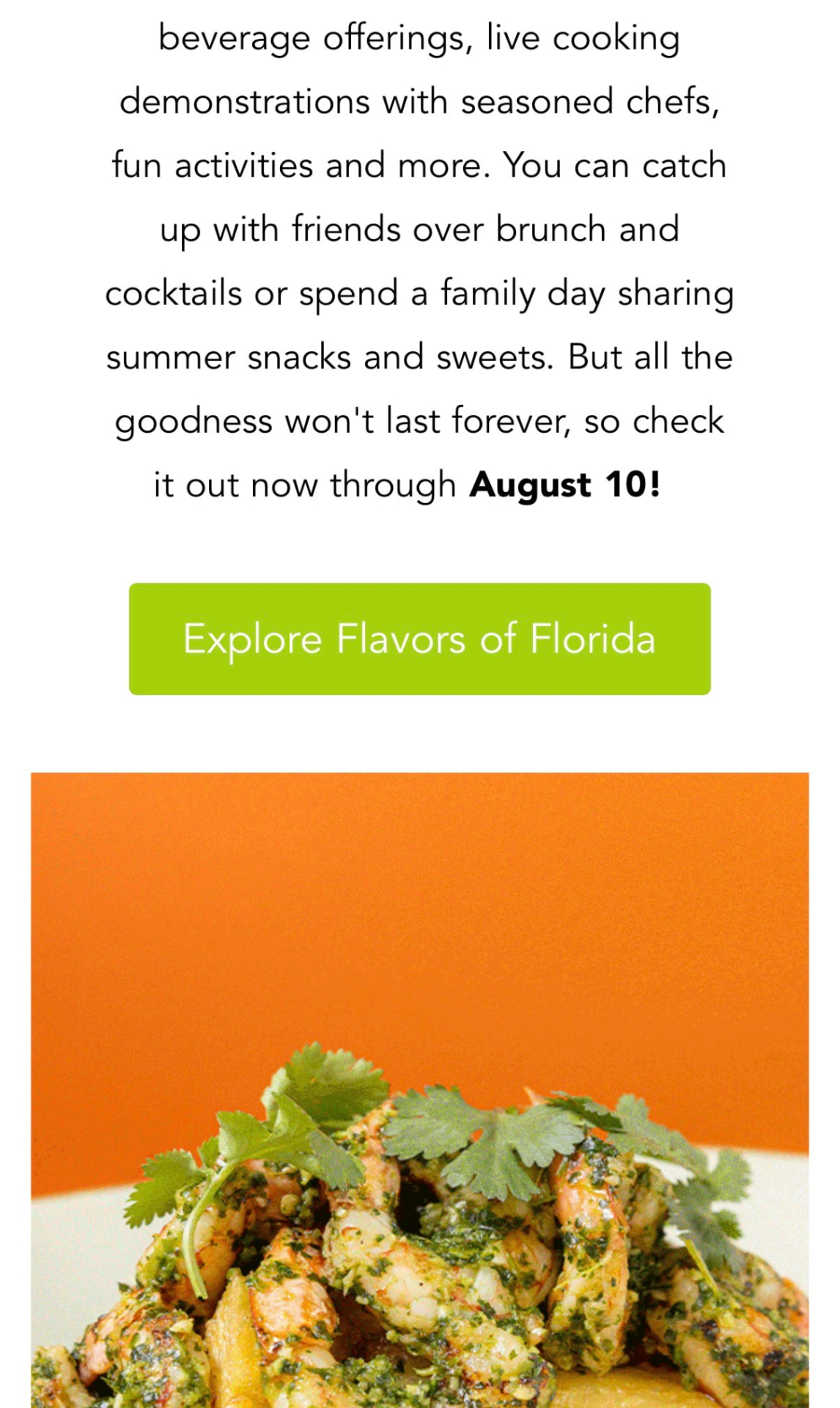 Disney Springs—“Flavors of Florida” email panel 2